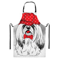 Red Cap Yorkshire Terrier Print Bib Apron With Pocket