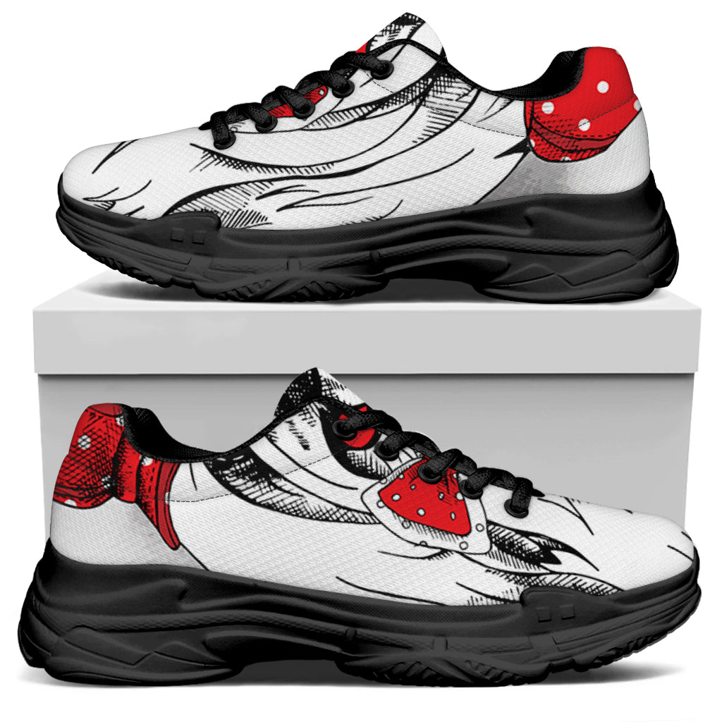 Red Cap Yorkshire Terrier Print Black Chunky Shoes