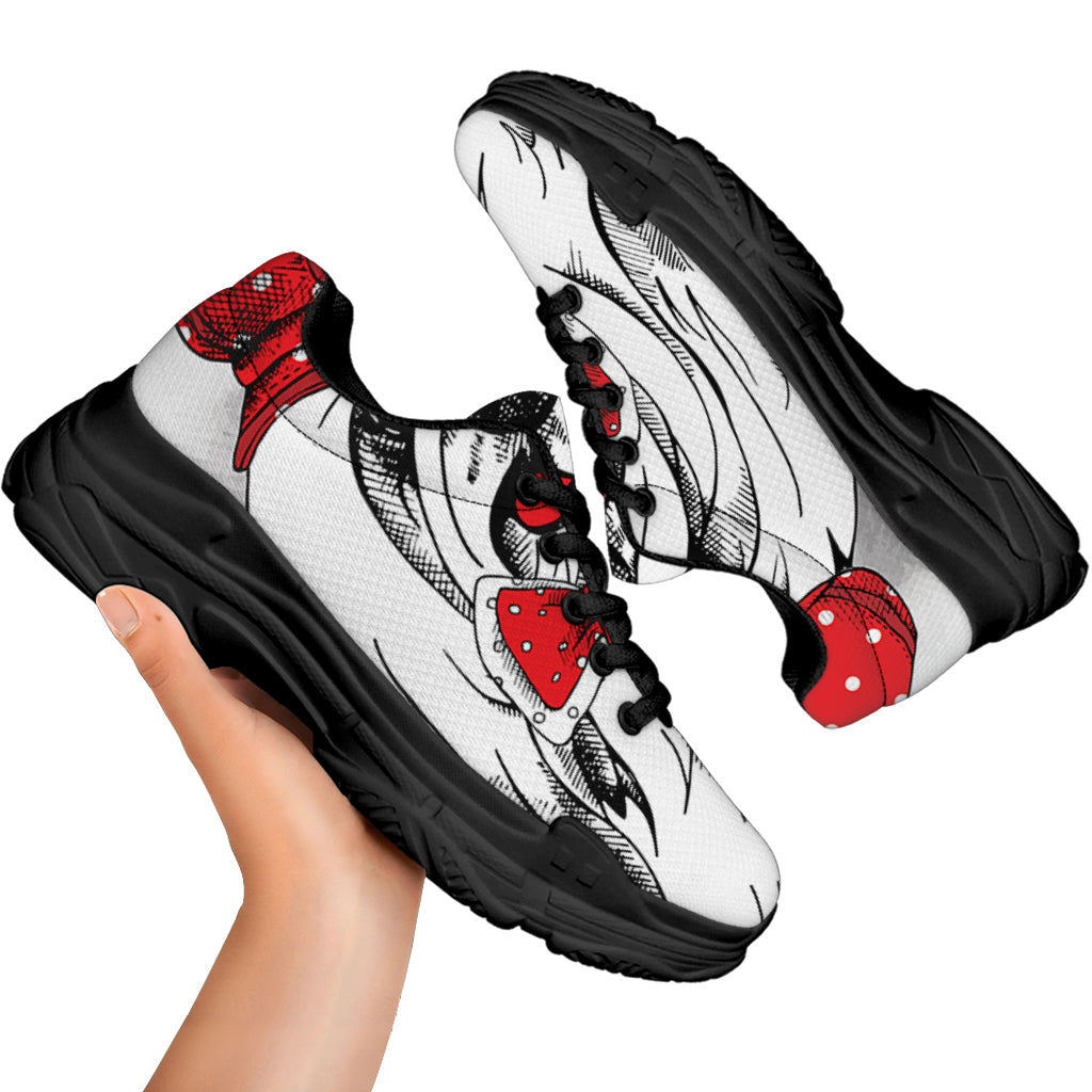 Red Cap Yorkshire Terrier Print Black Chunky Shoes
