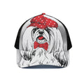 Red Cap Yorkshire Terrier Print Black Mesh Trucker Hat