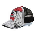 Red Cap Yorkshire Terrier Print Black Mesh Trucker Cap