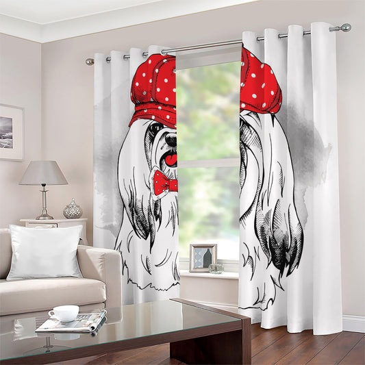 Red Cap Yorkshire Terrier Print Blackout Grommet Curtains