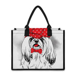 Red Cap Yorkshire Terrier Print Canvas Tote Bag