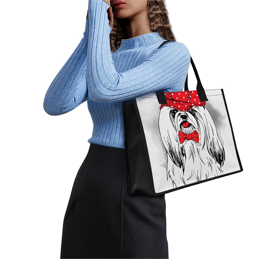 Red Cap Yorkshire Terrier Print Canvas Tote Bag