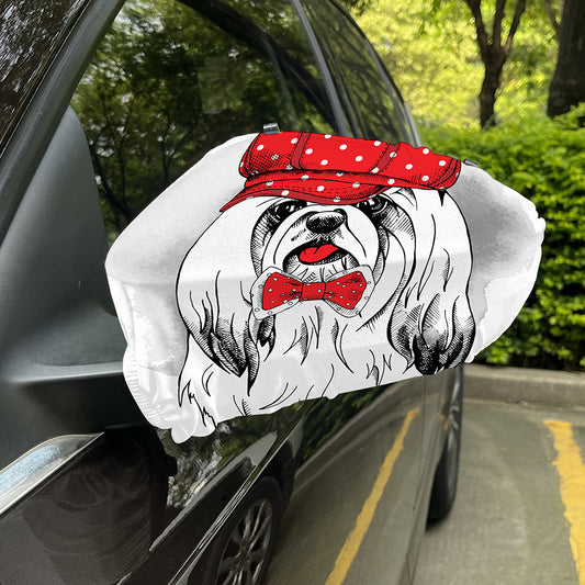 Red Cap Yorkshire Terrier Print Car Side Mirror Covers