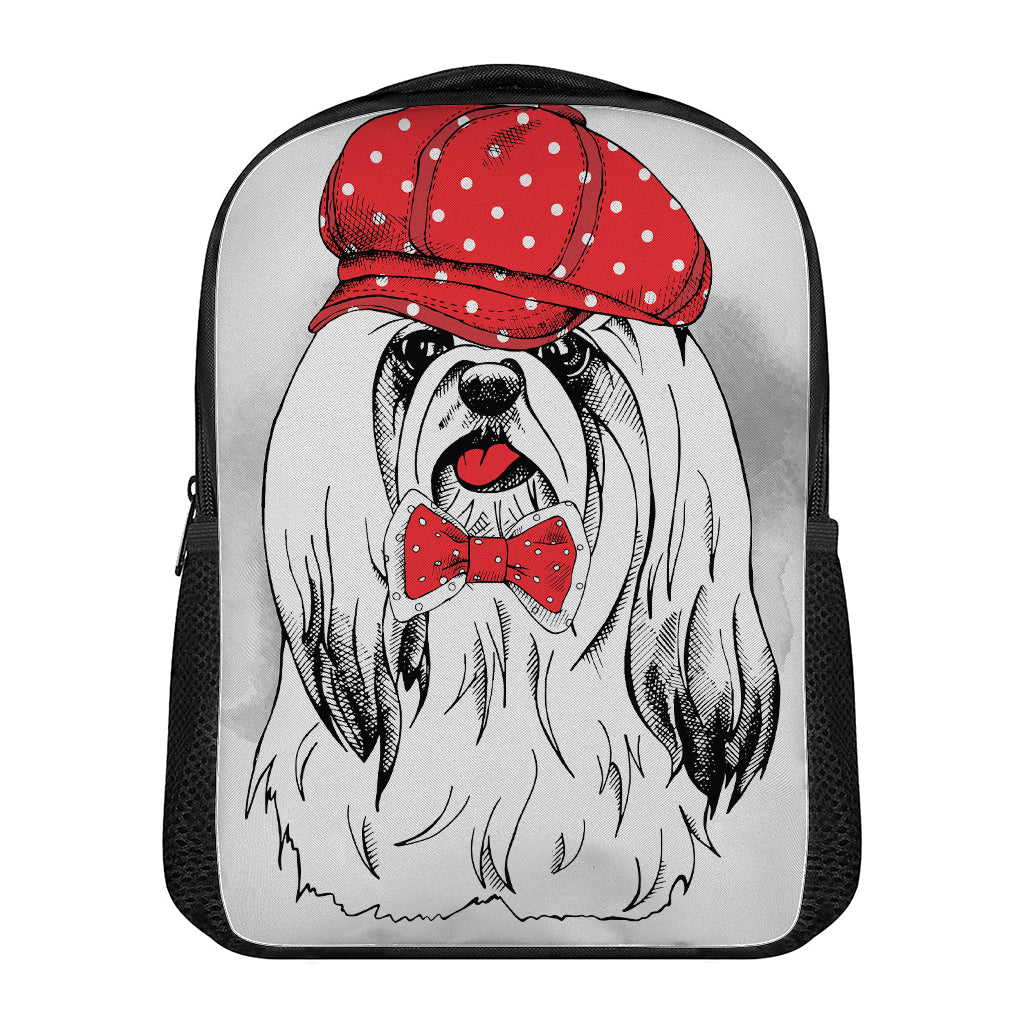 Red Cap Yorkshire Terrier Print Casual Backpack