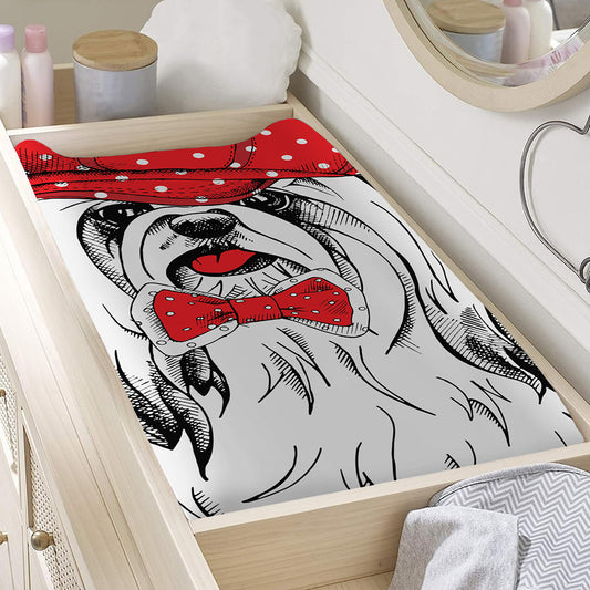 Red Cap Yorkshire Terrier Print Changing Pad Cover
