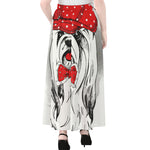 Red Cap Yorkshire Terrier Print Chiffon Maxi Skirt