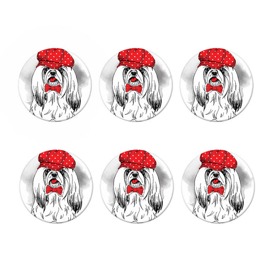 Red Cap Yorkshire Terrier Print Coaster Set