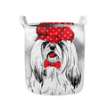Red Cap Yorkshire Terrier Print Collapsible Laundry Basket