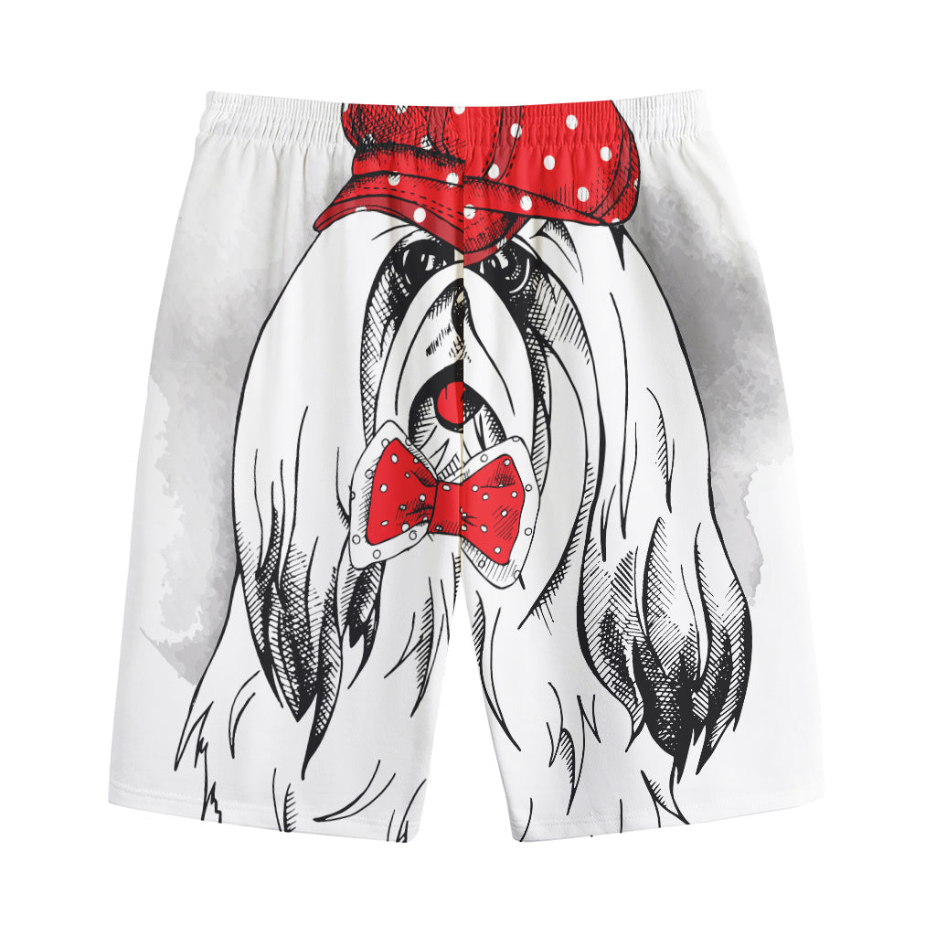 Red Cap Yorkshire Terrier Print Cotton Shorts