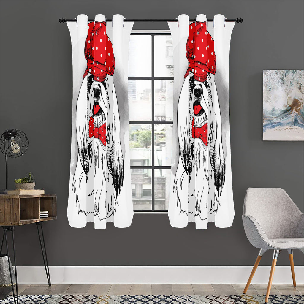Red Cap Yorkshire Terrier Print Curtain