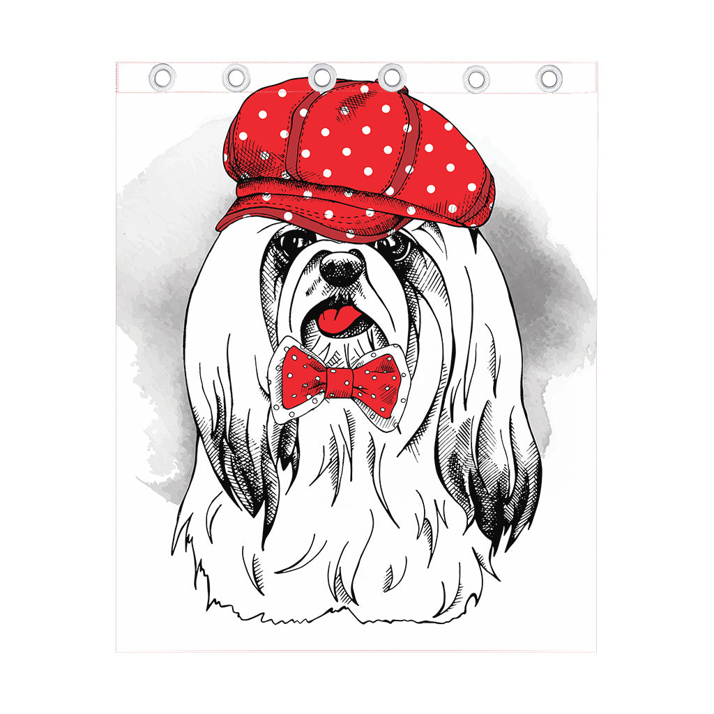 Red Cap Yorkshire Terrier Print Curtain