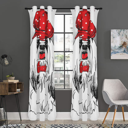Red Cap Yorkshire Terrier Print Curtain