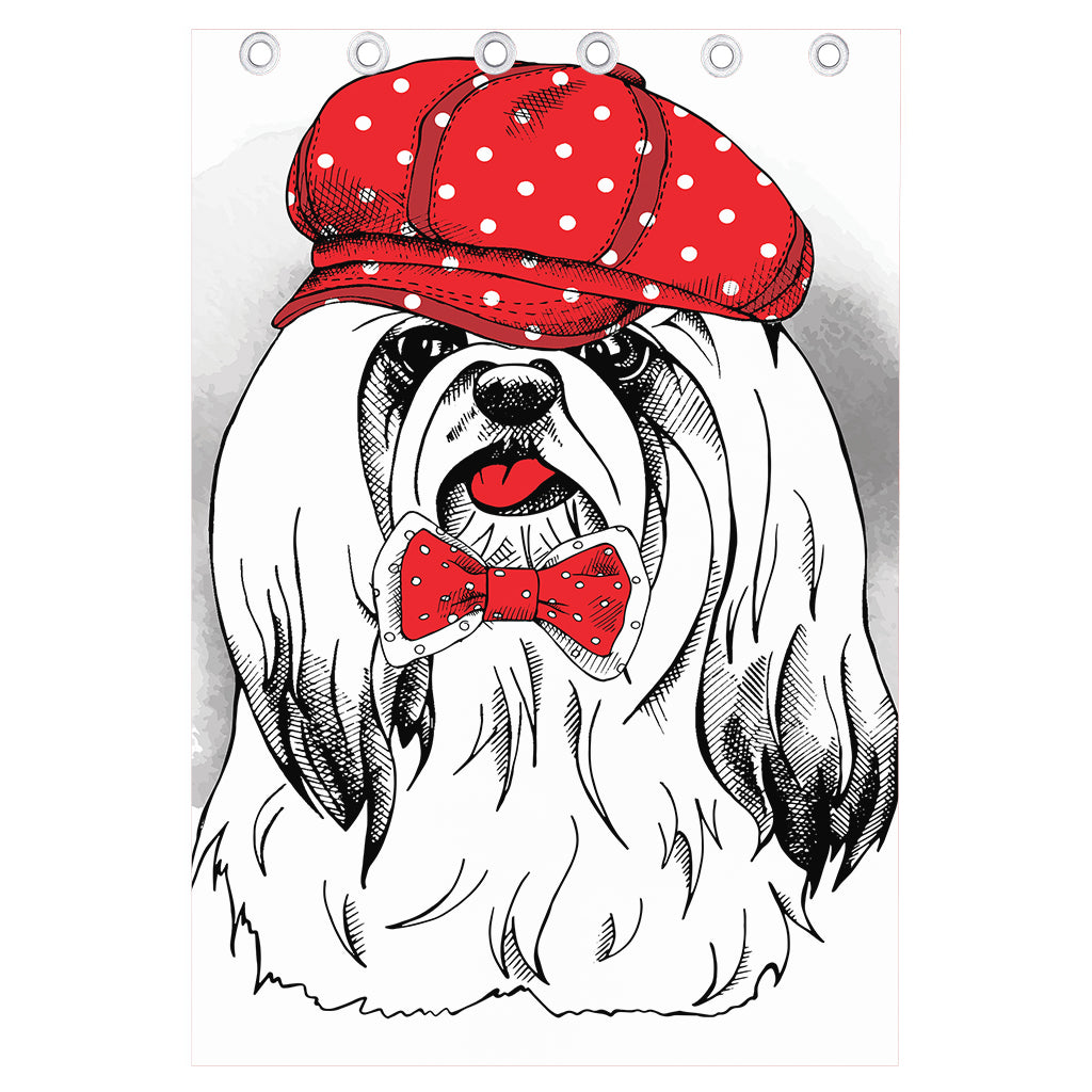 Red Cap Yorkshire Terrier Print Curtain