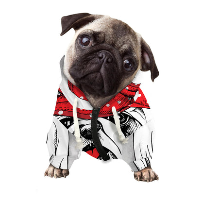 Red Cap Yorkshire Terrier Print Dog Zip Up Hoodie
