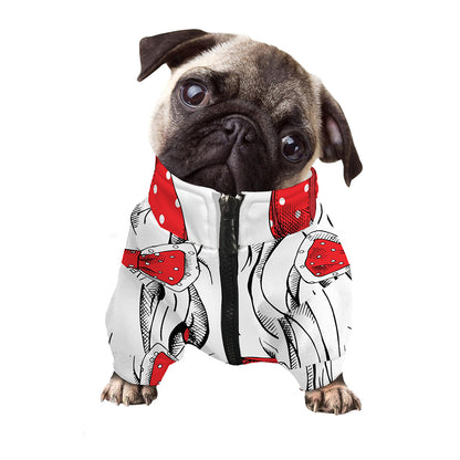 Red Cap Yorkshire Terrier Print Dog Zip Up Jacket