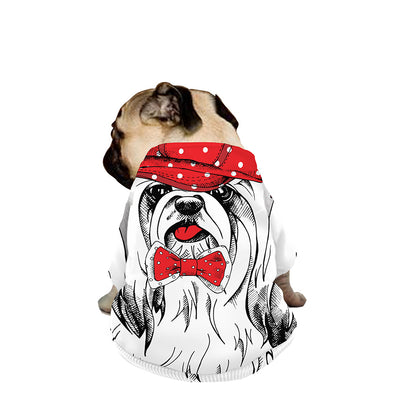 Red Cap Yorkshire Terrier Print Dog Zip Up Jacket