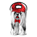 Red Cap Yorkshire Terrier Print Double Neoprene Wine Tote