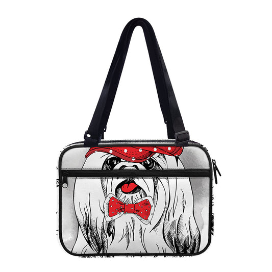 Red Cap Yorkshire Terrier Print Double Strap Bible Bag