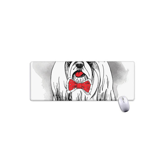 Red Cap Yorkshire Terrier Print Extended Mouse Pad