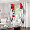 Red Cap Yorkshire Terrier Print Extra Wide Grommet Curtains