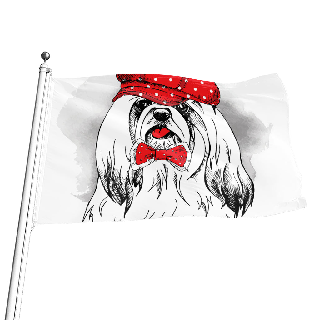Red Cap Yorkshire Terrier Print Flag