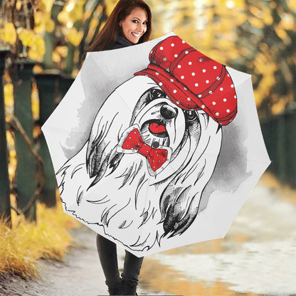 Red Cap Yorkshire Terrier Print Foldable Umbrella