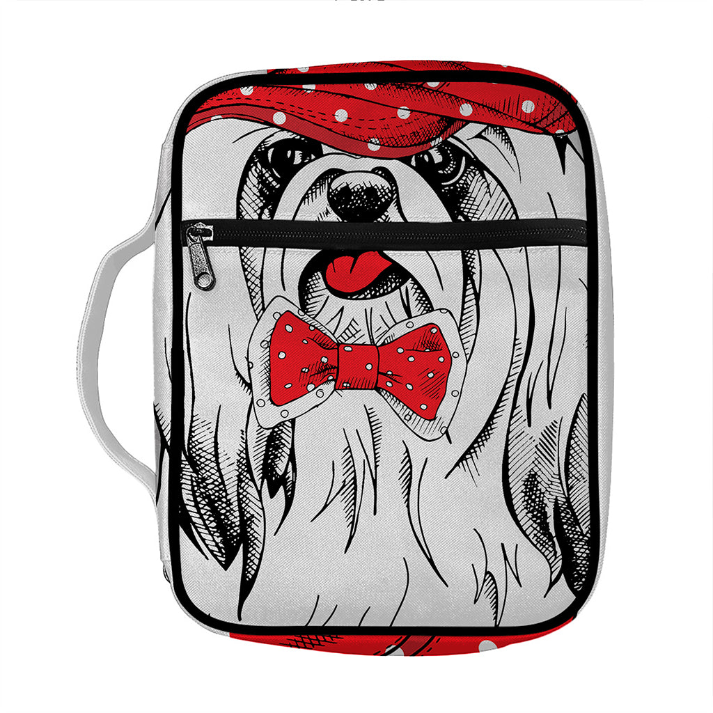 Red Cap Yorkshire Terrier Print Front Pocket Bible Bag