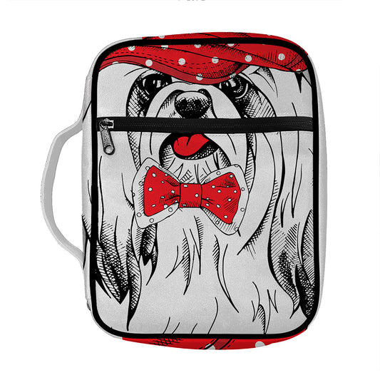 Red Cap Yorkshire Terrier Print Front Pocket Bible Bag