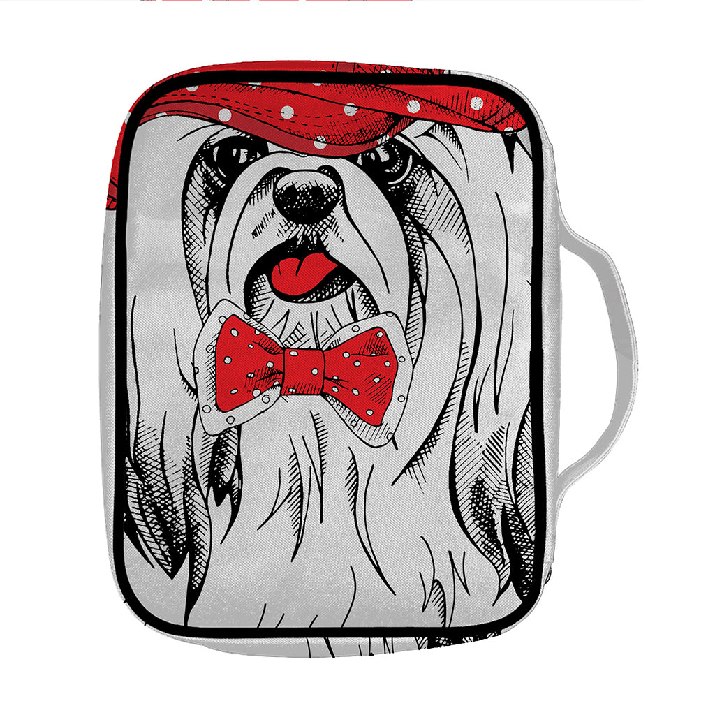 Red Cap Yorkshire Terrier Print Front Pocket Bible Bag
