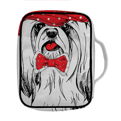 Red Cap Yorkshire Terrier Print Front Pocket Bible Bag