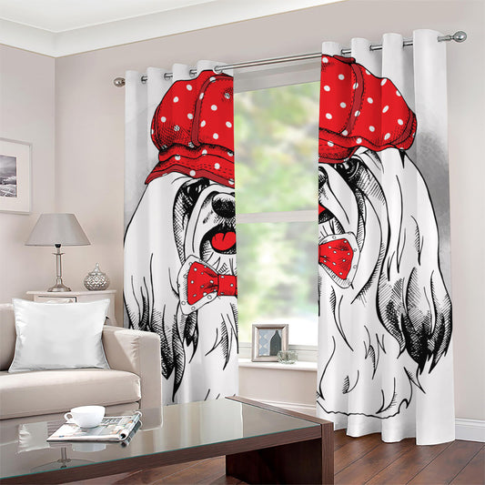 Red Cap Yorkshire Terrier Print Grommet Curtains