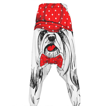 Red Cap Yorkshire Terrier Print Hammer Pants