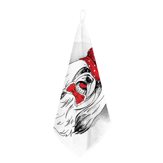 Red Cap Yorkshire Terrier Print Hand Towel