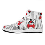 Red Cap Yorkshire Terrier Print High Top Leather Sneakers