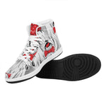Red Cap Yorkshire Terrier Print High Top Leather Sneakers