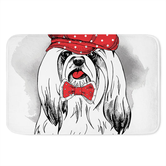 Red Cap Yorkshire Terrier Print Indoor Door Mat