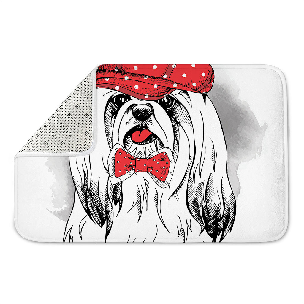 Red Cap Yorkshire Terrier Print Indoor Door Mat