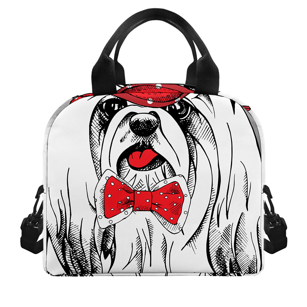 Red Cap Yorkshire Terrier Print Insulated Lunch Bag