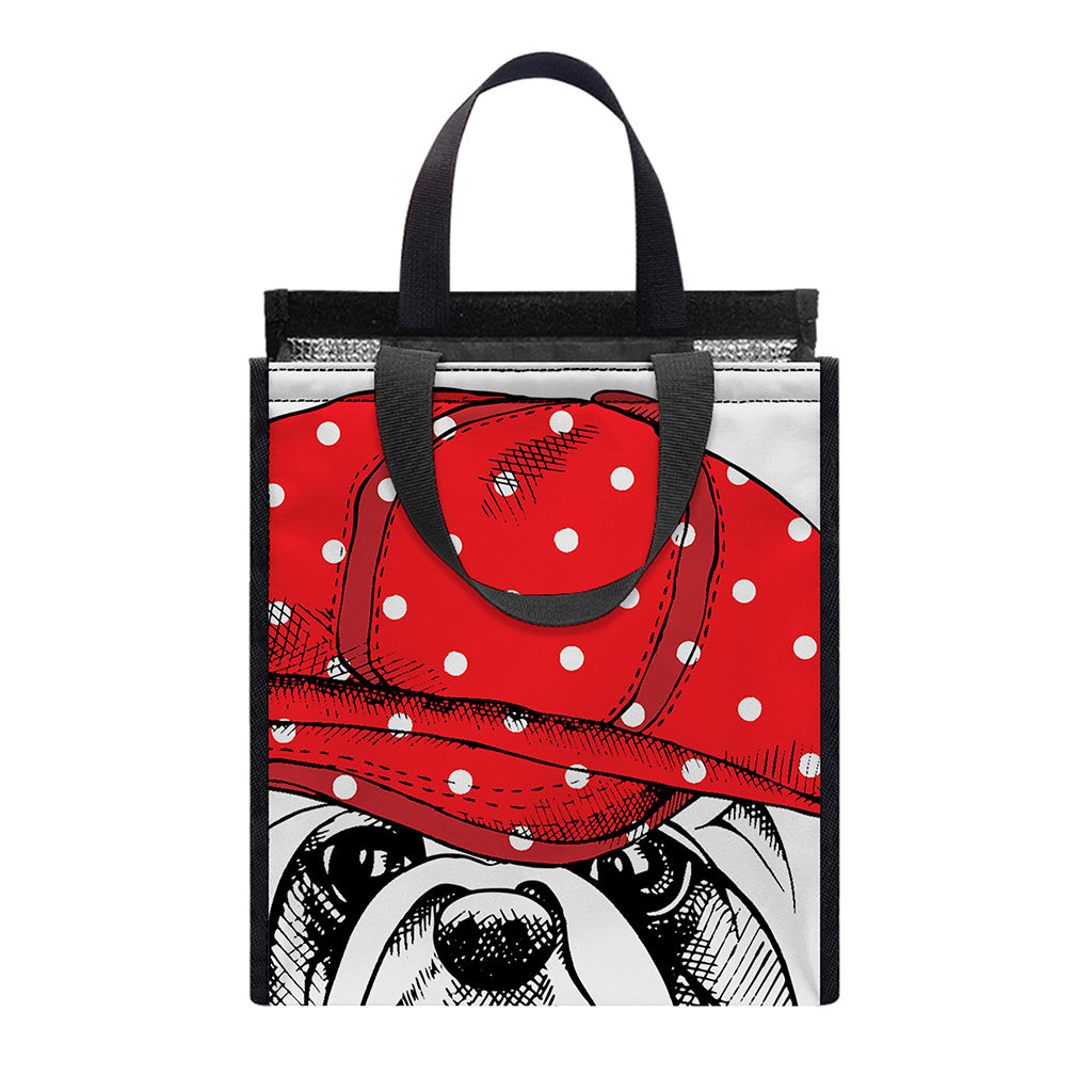 Red Cap Yorkshire Terrier Print Insulated Lunch Tote