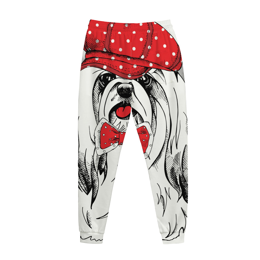 Red Cap Yorkshire Terrier Print Jogger Pants