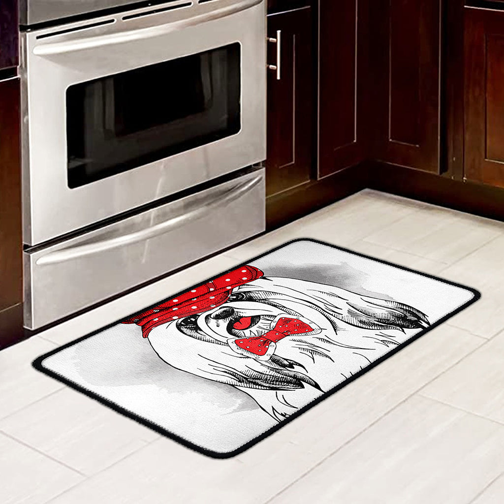 Red Cap Yorkshire Terrier Print Kitchen Mat