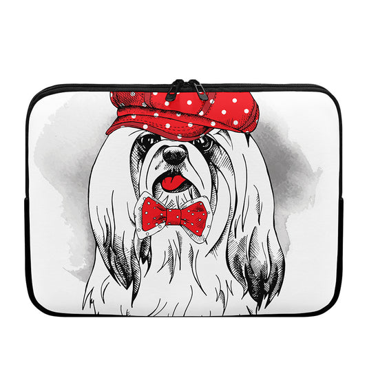 Red Cap Yorkshire Terrier Print Laptop Sleeve