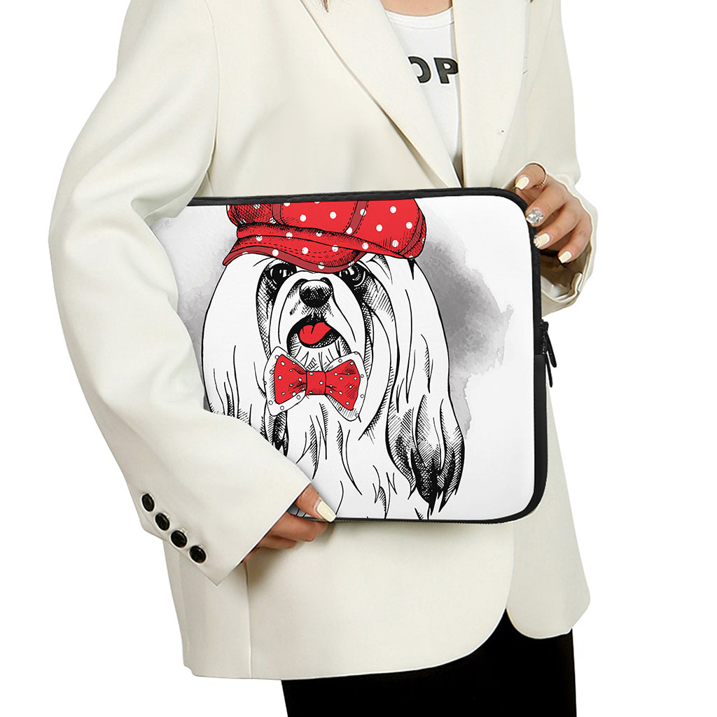 Red Cap Yorkshire Terrier Print Laptop Sleeve