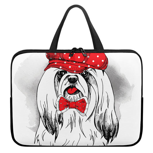 Red Cap Yorkshire Terrier Print Laptop Sleeve With Handle