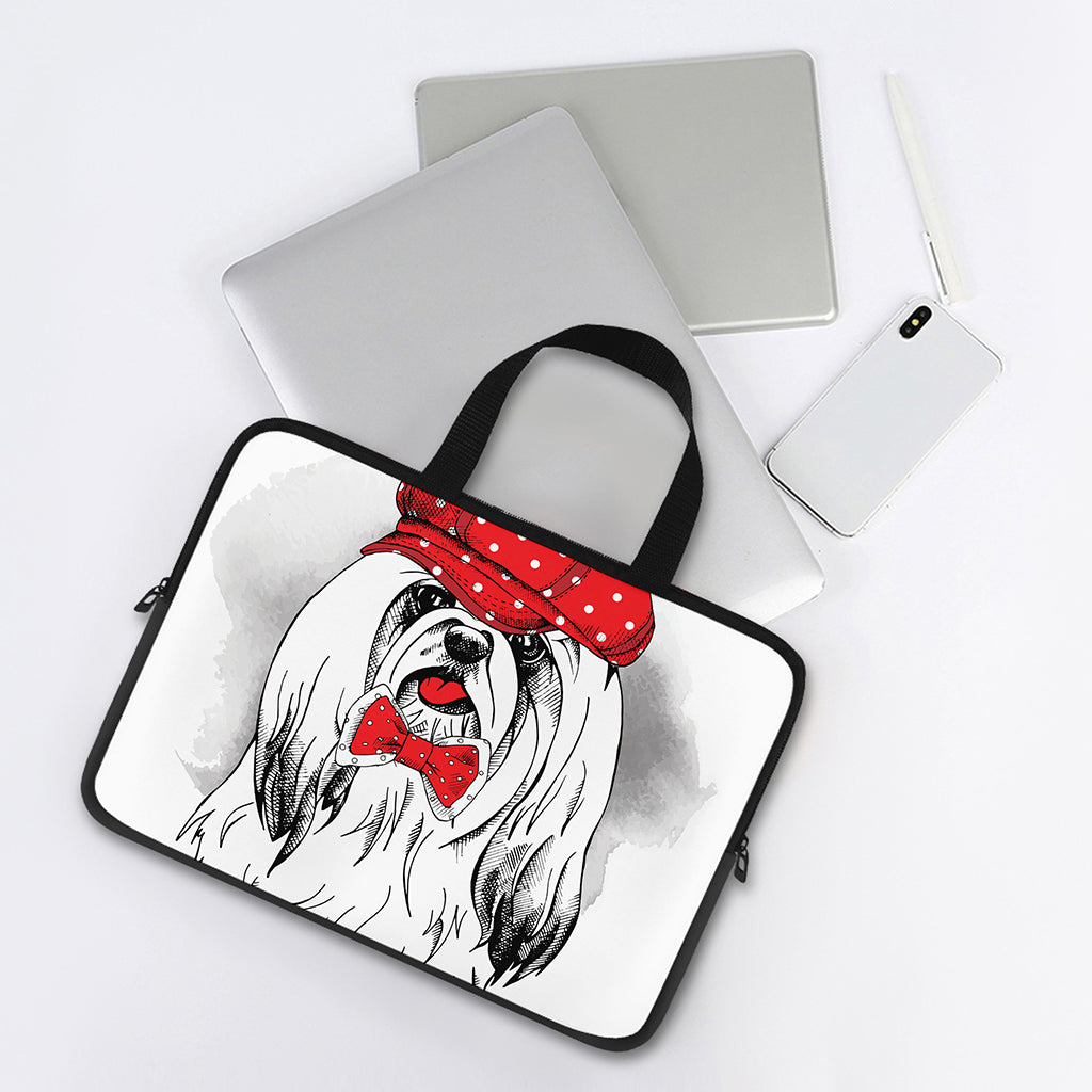 Red Cap Yorkshire Terrier Print Laptop Sleeve With Handle