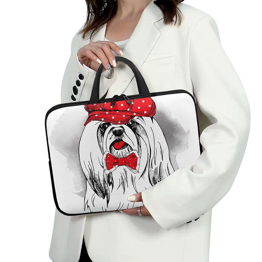 Red Cap Yorkshire Terrier Print Laptop Sleeve With Handle