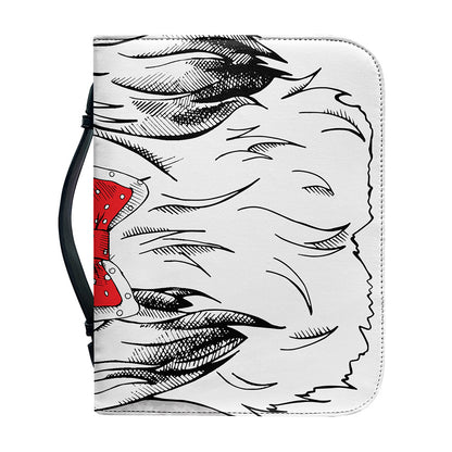 Red Cap Yorkshire Terrier Print Leather Bible Cover