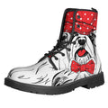 Red Cap Yorkshire Terrier Print Lace-Up Boots